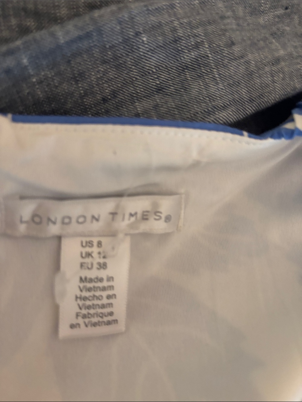 London Times Blue and White Dress with Floral Print - Picture 2 of 2
